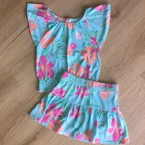 Floral Print Top and Skirt Set